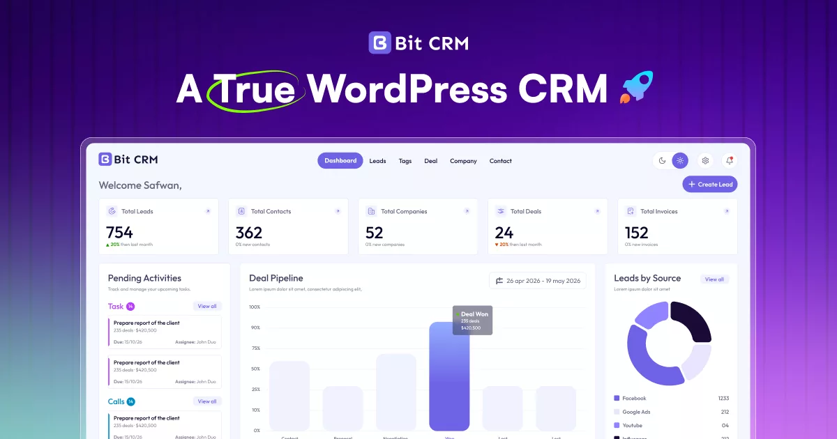 Bit CRM: WordPress CRM That Runs Your Entire Sales Pipeline