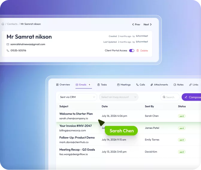 emails dashboard preview